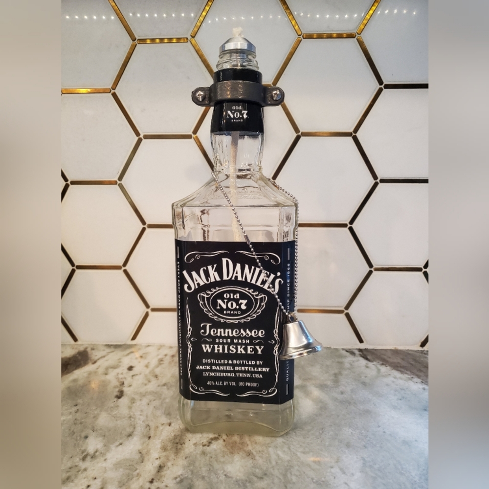 Upcycled Jack Daniels Tiki Sconce